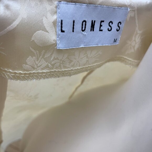 LIONESS Versailles Silk like Openback Gold Floral Brocard Mini Dress sz M - Picture 5 of 8